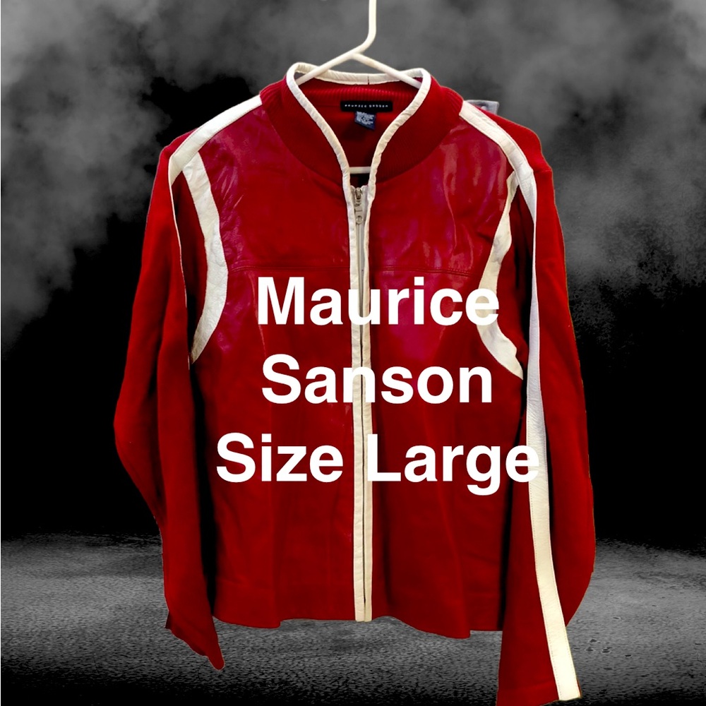 Maurices Red and White Varsity Bomber Jacket